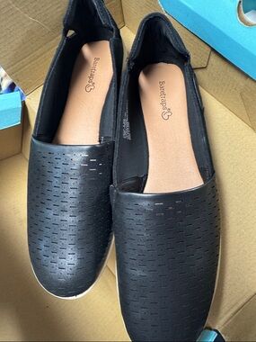 BareTraps Black Perforated Slip-On Flats